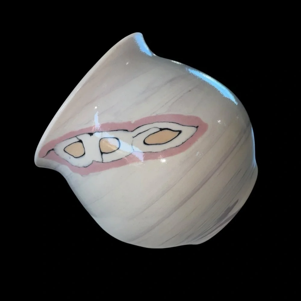 Handmade Studio Art Pottery Vase K. Beswick Signed Pastel Abstract 3.5